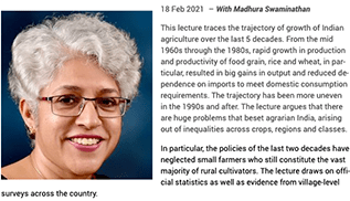 Distinguished Guest Lecture: Agrarian Challenges in India, 18 February, 11.00 CET